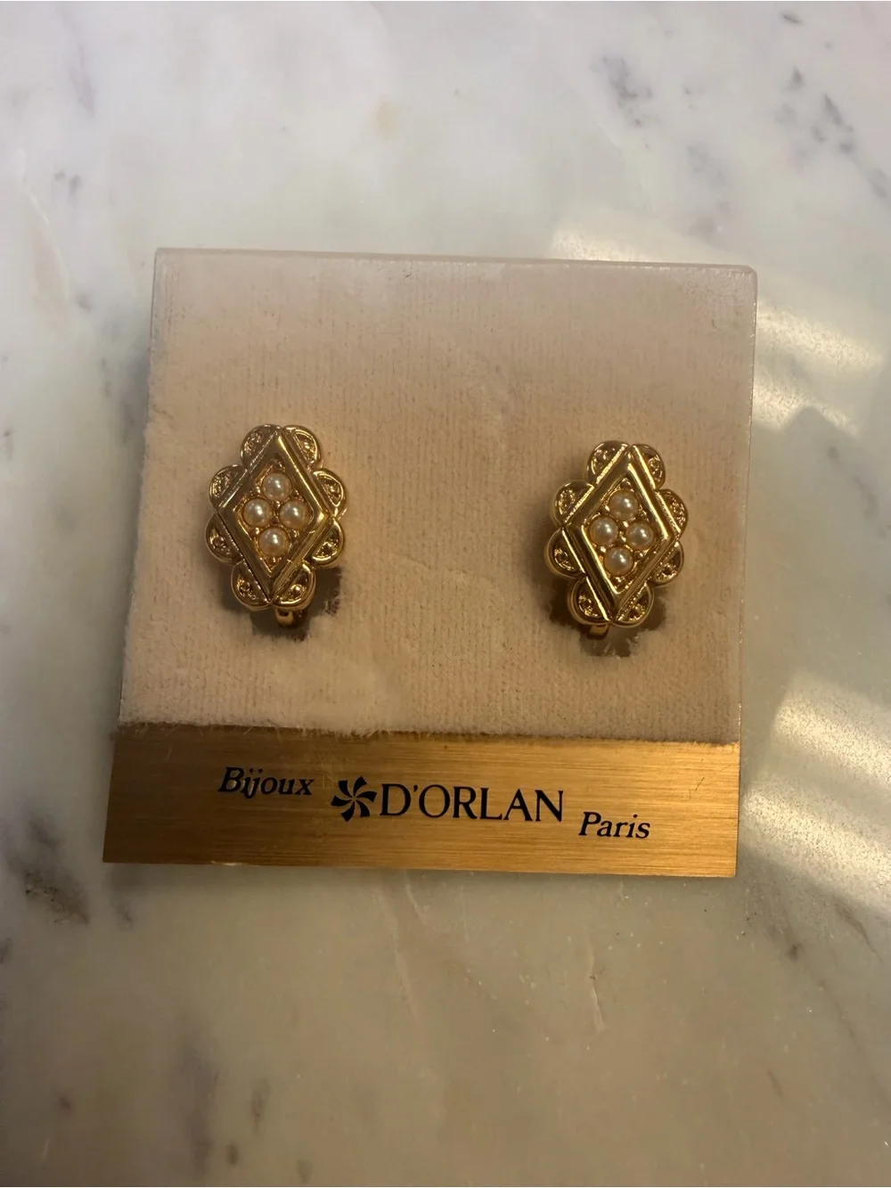 Bijoux D'Orlan Paris Gold Pearl  Earrings